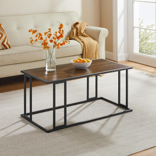 Modern Coffee Table with Metal Frame Wood Finish Top Adjustable Feet, Easy Assembly, 39.4” L x 19.7” W x 18.5” H - Sturdy & Stylish Living Room Accent Table Modern Coffee Table with Metal Frame Wood Finish Top Adjustable Feet, Easy Assembly, 39.4” L x 19.7” W x 18.5” H - Sturdy & Stylish Living Room Accent Table